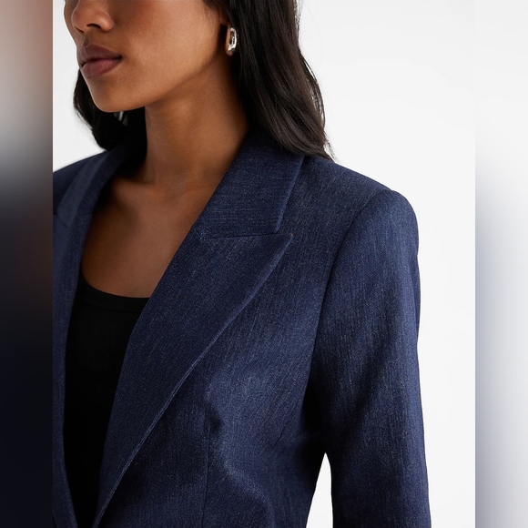 NWT Editor One Button Blazer - heathered blue - Picture 3 of 7